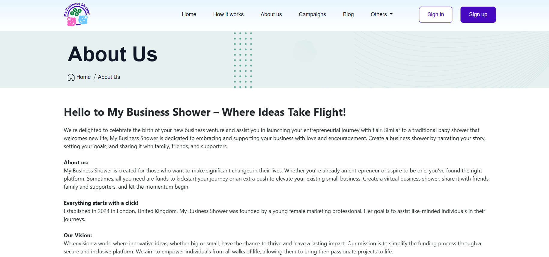 Business Shower visual highlight